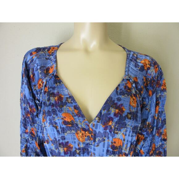 TANYA TAYLOR Blue Floral Natalia Size 10 Short 3/4 Sleeves Lined V-Neck Dress - Picture 2 of 7